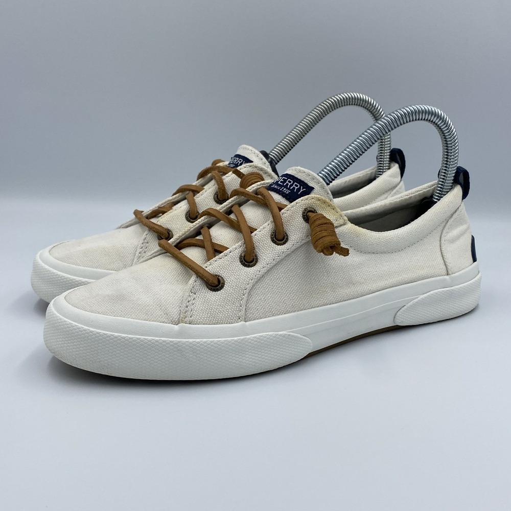 Sperry Pier Wave LTT Sneakers Women's 7.5 Memory Foam White Boat Shoes STS85102